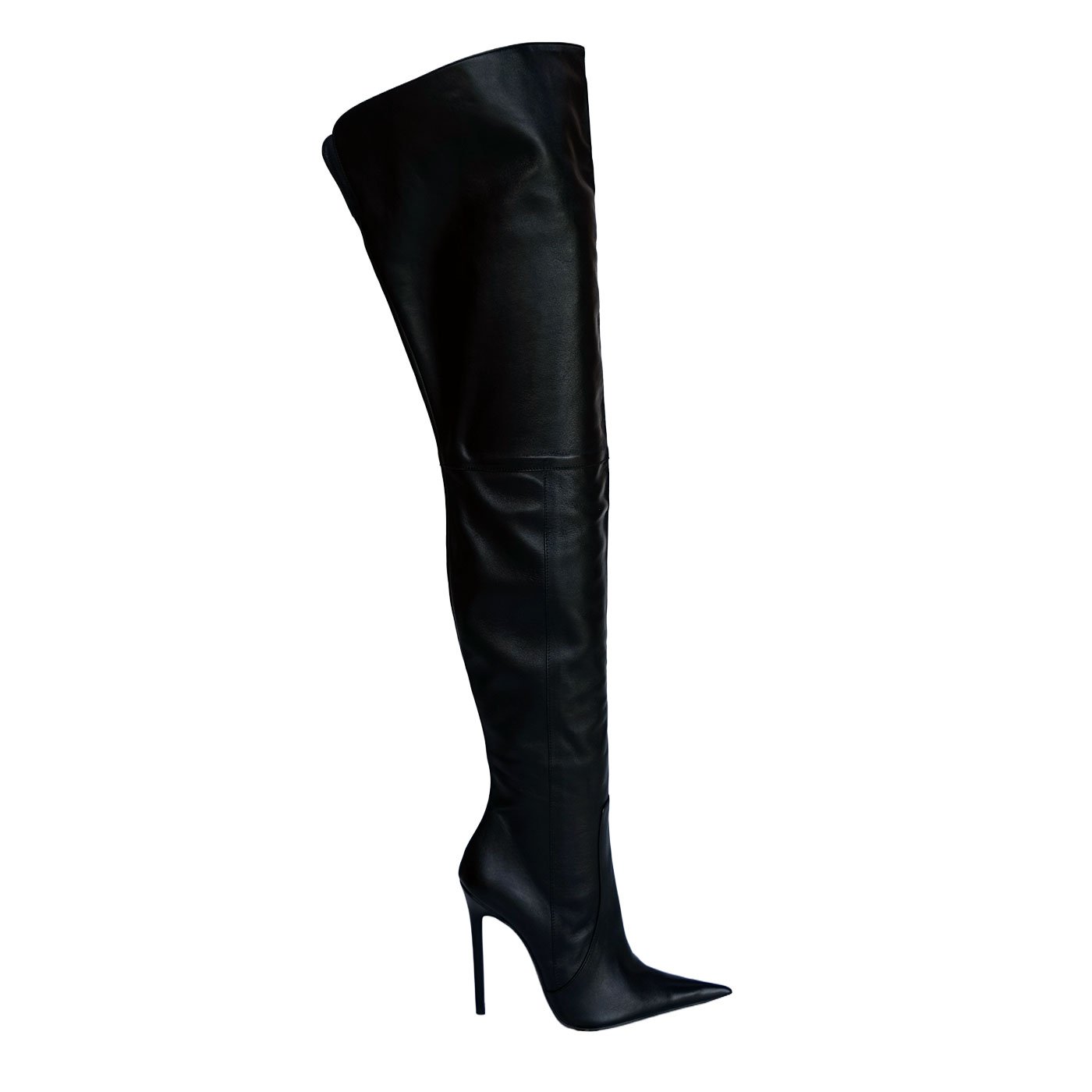 Kassiopeya Pony Crotch Over-the-Knee & Knee High Boots – High Heel Stiletto, Platform, Black Patent – Sizes 36-46